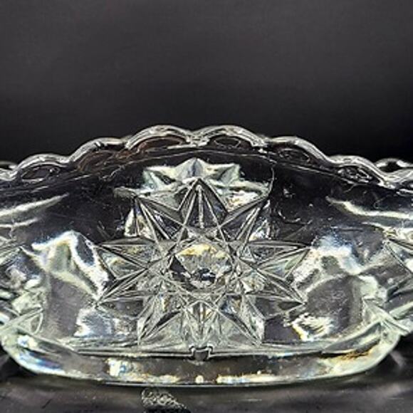 Vintage Cut Glass Pickle Boat (EAPC / Star of David) - Picture 3 of 4